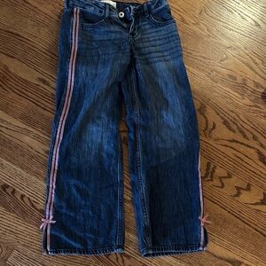 Abercrombie Girls' Blue Jeans with Pink Stripes and bows. Brand new.